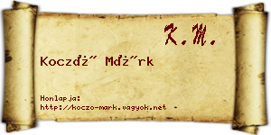 Koczó Márk névjegykártya